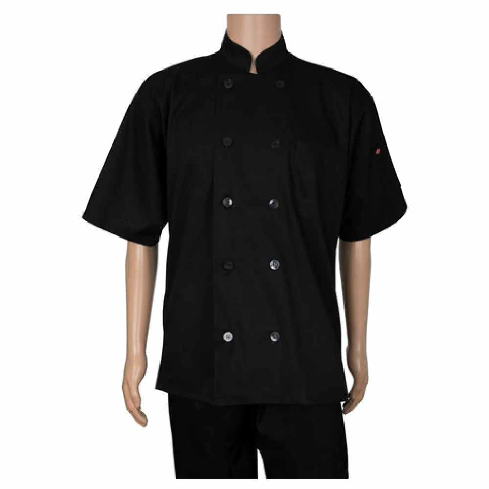 John Ritzenthaler Company RZSSBK1X 10-button Chef Coat Unisex Black Cotton Poly