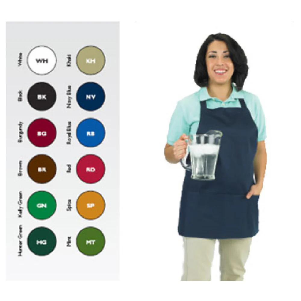 John Ritzenthaler Company 602BAFH-RB 28 Inch Bib Apron Royal blue Cotton/poly Twill with 3 Pockets