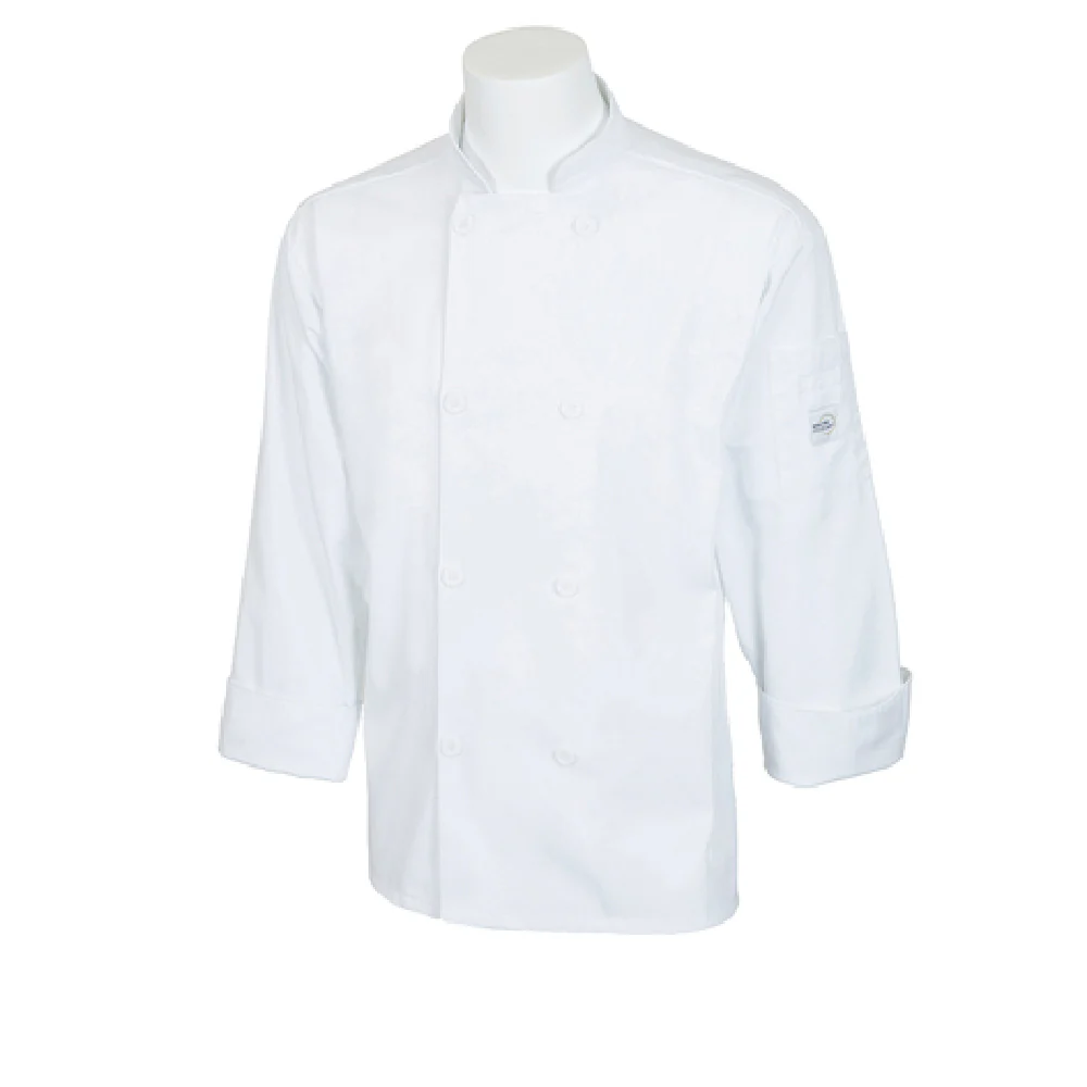 Mercer Culinary M60010WH3X 3X Unisex Jacket 65/35 Poly Cotton White with Shoulder Pocket