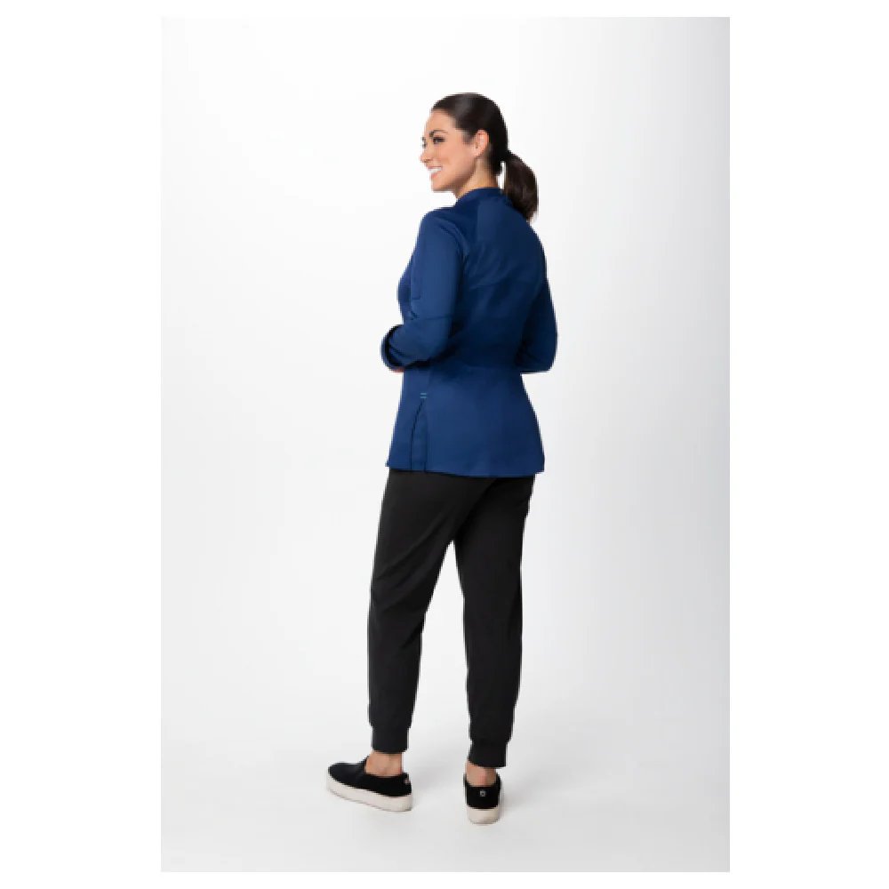 Chef Works CBZ02W-OCB-XS 37 Inch Women's Nepal Chef Coat with Center Zipper Ocean Blue Chef Works CBZ02W-OCB-XS 37 Inch Women's Nepal Chef Coat with Center Zipper Ocean Blue