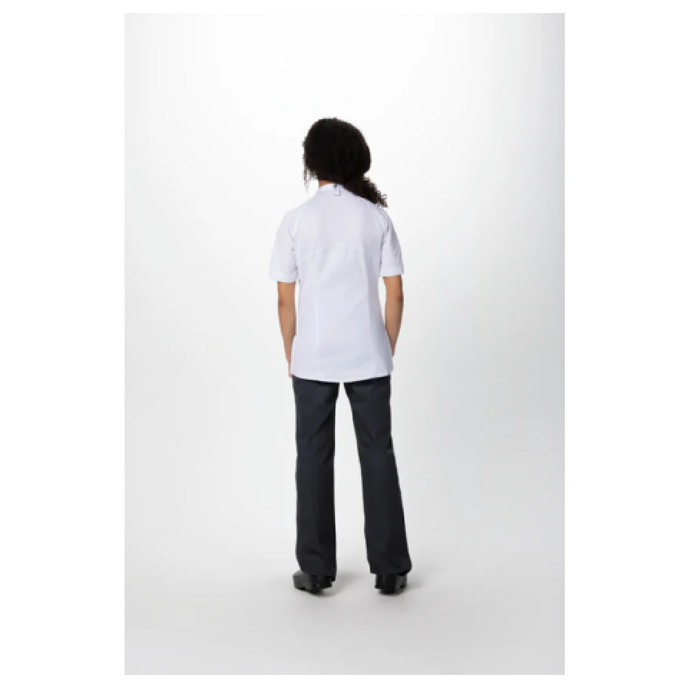 Chef Works CBZ04W-WHT-XL 37 Inch Women's Chef Coat with Zipper and Short Sleeves Chef Works CBZ04W-WHT-XL 37 Inch Women's Chef Coat with Zipper and Short Sleeves