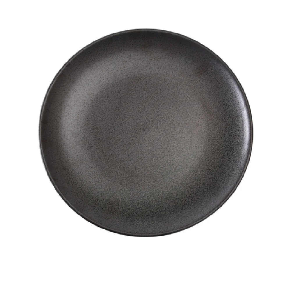 Yanco DB-110 10-1/2 Inch Diameter Round Coupe Plate Black Porcelain Yanco DB-110 10-1/2 Inch Diameter Round Coupe Plate Black Porcelain