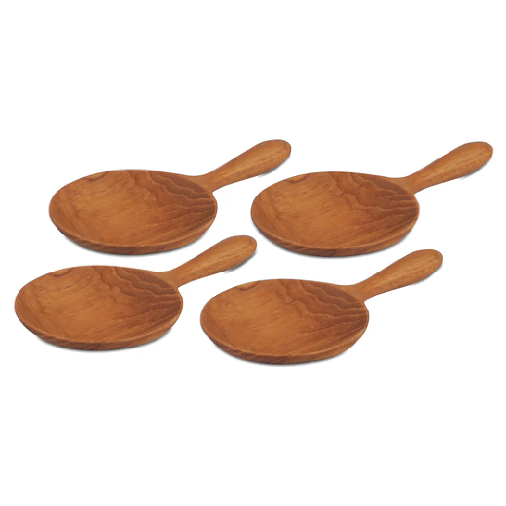 JB Prince RB132 4-1/4 Inch Small Spoon Bio-degradable Wood Teak Set of 4