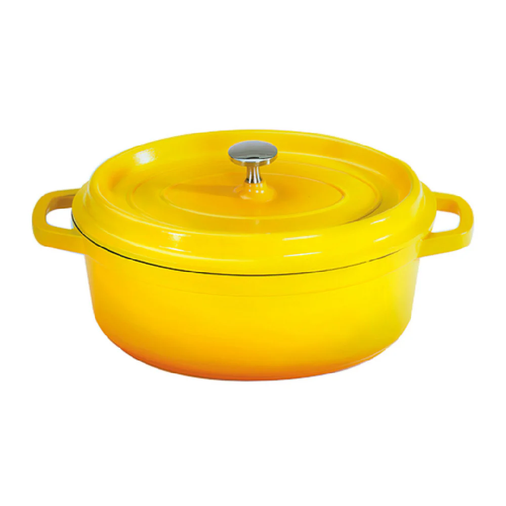 GET Enterprises CA-009-Y/BK/CC 3-1/2 Qt Induction Dutch Oven with Lid Aluminum Yellow Black