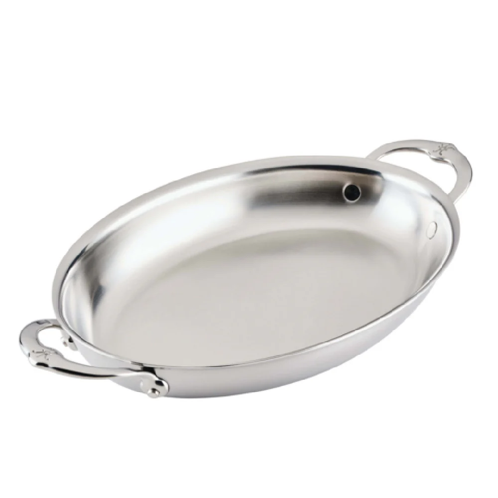JB Prince S505 64 Oz Au Gratin Pan Oval Medium Clad Stainless Steel JB Prince S505 64 Oz Au Gratin Pan Oval Medium Clad Stainless Steel