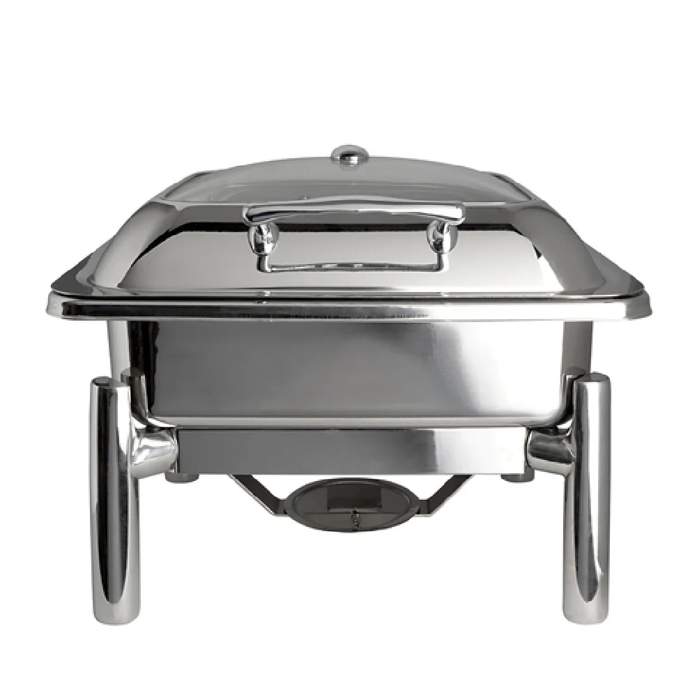 Steelite 7351MW106 6.0 Quart Square Chafing Dish Stainless Steel with Hinged Cover
