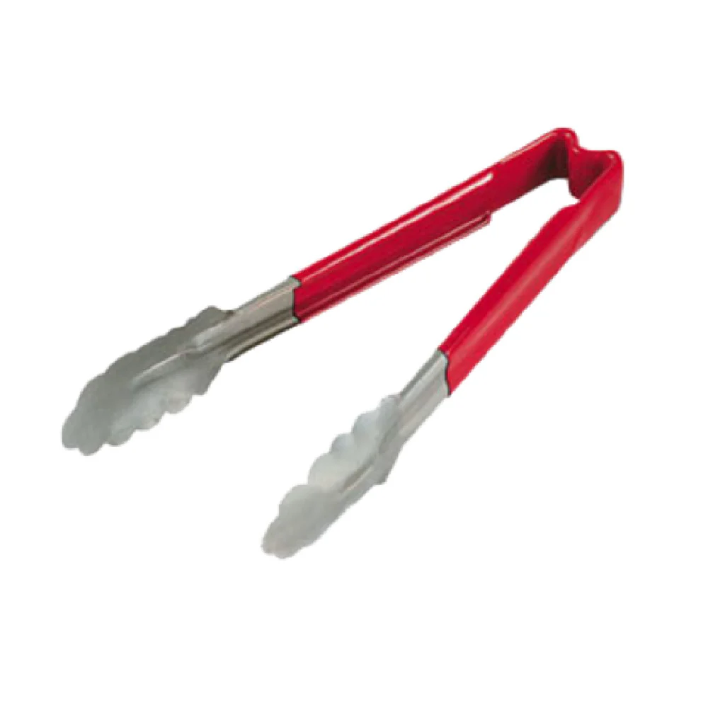 Vollrath 4780940 9-1/2 Inch Utility Tongs One-piece Red Handle Stainless Steel