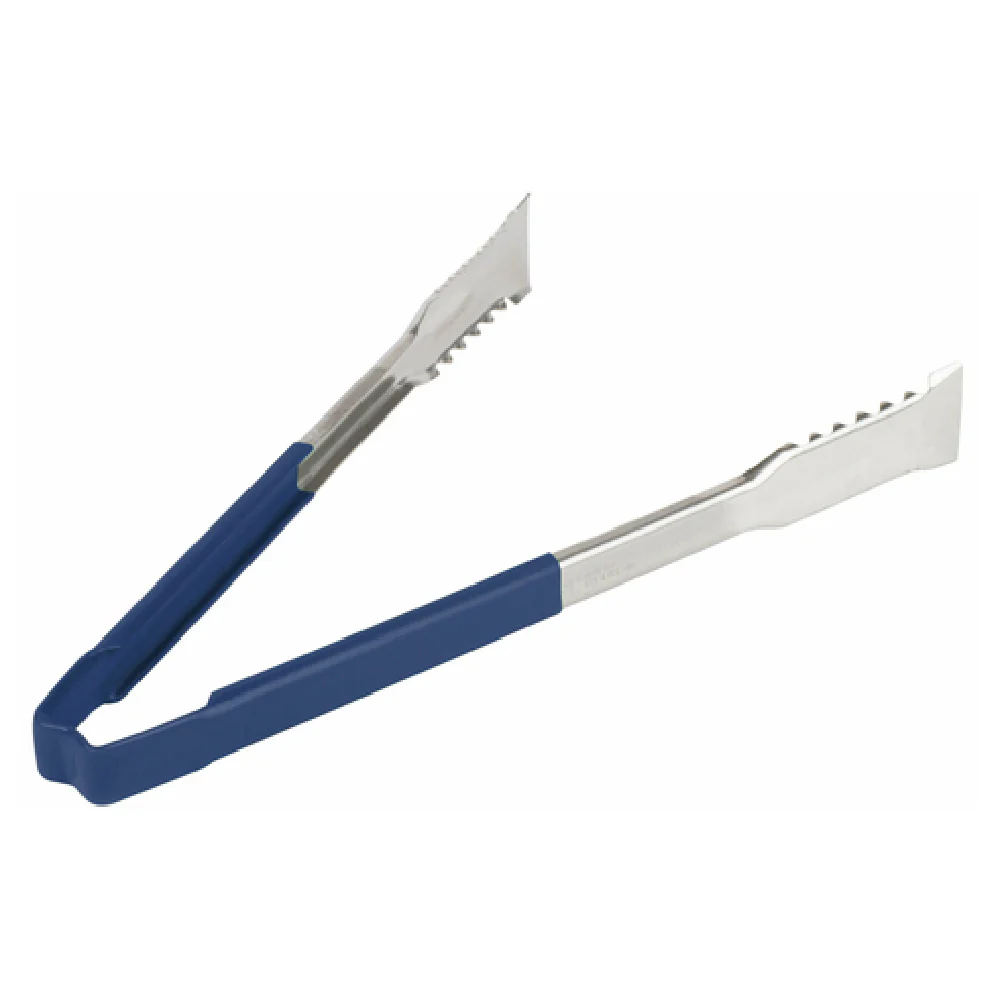 Vollrath 4791230 12 Inch Tongs Utility Springless One-piece with Blue Handle Stainless Steel