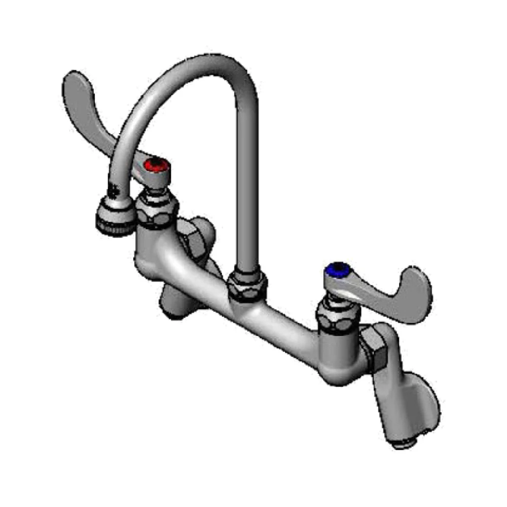T&S Brass B-0355-04 Wall Mount Surgical Sink Mixing Faucet 8 Inch Adjustable Centers with Gooseneck Spout
