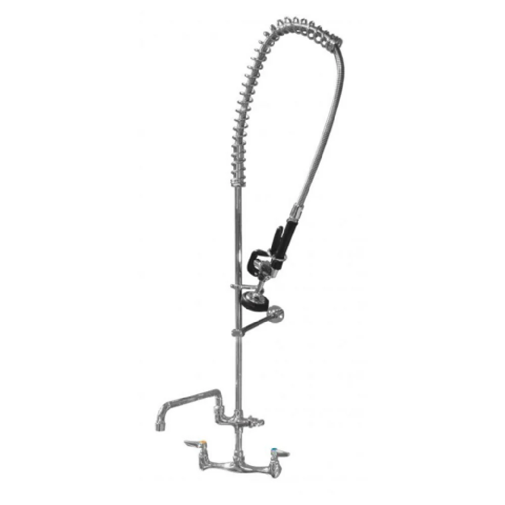 Omcan 22124 Pre-Rinse Assembly 8 Inch Centers Wall Mount with Add-on Faucet Stainless Steel Omcan 22124 Pre-Rinse Assembly 8 Inch Centers Wall Mount with Add-on Faucet Stainless Steel