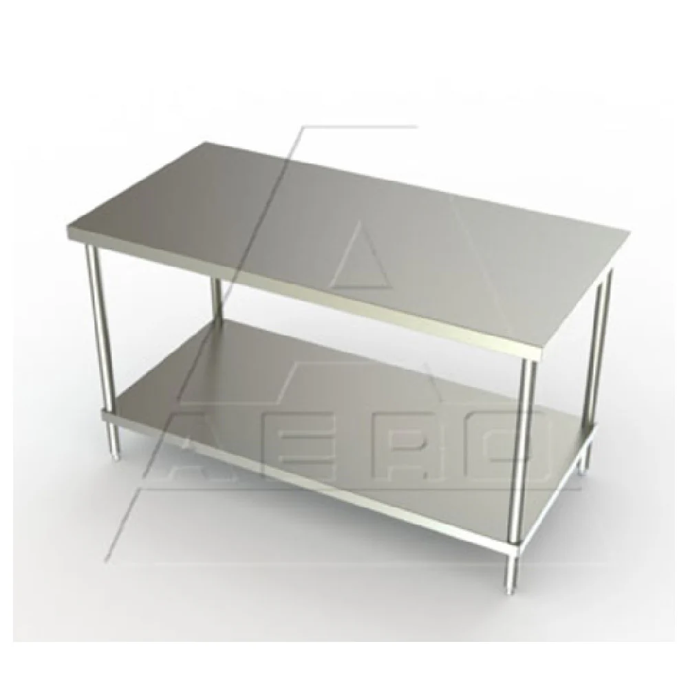 AERO Manufacturing 2TS-42108 108 Inch Premium Work Table 14 Gauge Stainless Steel with Galvanized Steel Box Channels AERO Manufacturing 2TS-42108 108 Inch Premium Work Table 14 Gauge Stainless Steel with Galvanized Steel Box Channels