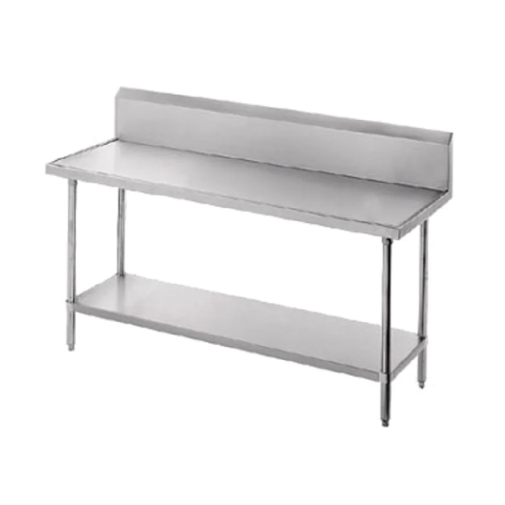 Advance Tabco VKG-246 72 Inch Countertop Work Table 14 Gauge Stainless Steel Top with 10 Inch Backsplash and Adjustable Undershelf Advance Tabco VKG-246 72 Inch Countertop Work Table 14 Gauge Stainless Steel Top with 10 Inch Backsplash and Adjustable Undershelf
