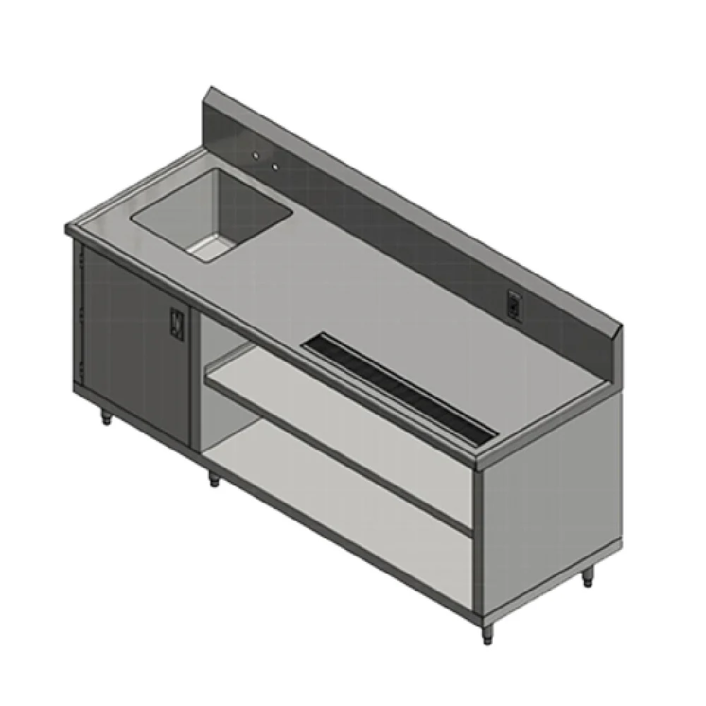 John Boos 4CB4R10-3072-L 72 Inch Beverage Table Cabinet Base with Sink and Stainless Steel John Boos 4CB4R10-3072-L 72 Inch Beverage Table Cabinet Base with Sink and Stainless Steel