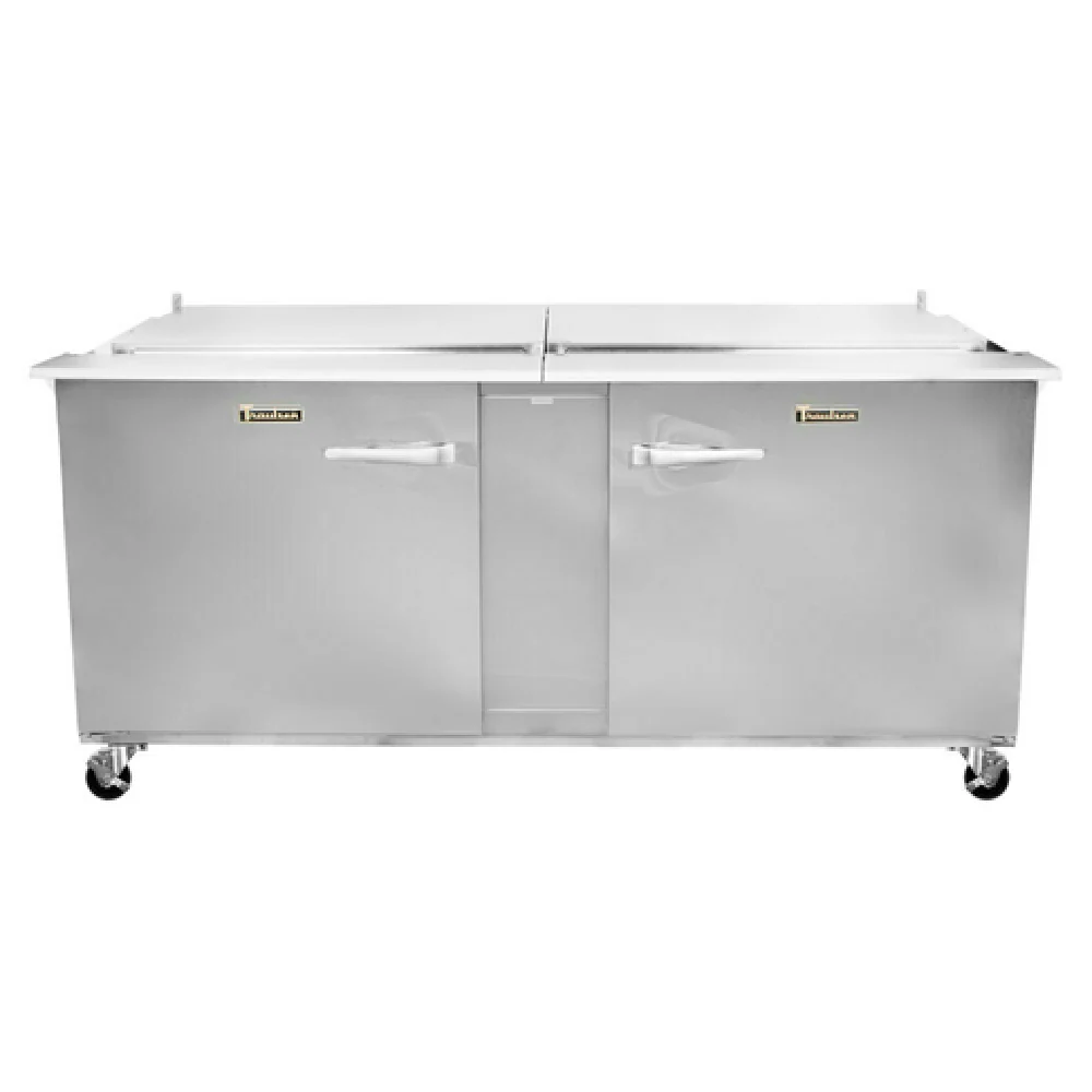 Traulsen UST7230LR-0300-SB 72 Inch Refrigerated Counter Two Section Stainless Steel with Low Profile Flat Cover