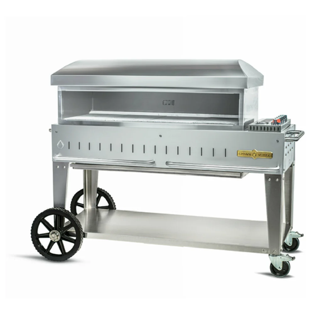 Crown Verity CV-PZ-48-MB 48 Inch Mobile Pizza Oven Gas Stainless Steel and Volcano Stone 4 Burners