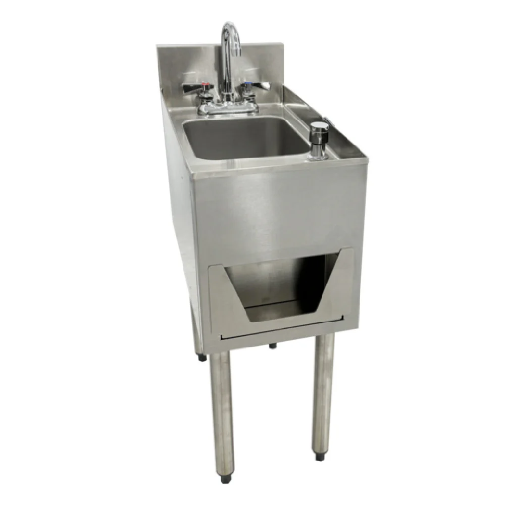 Glastender C-DHSB-12 12 Inch Free Standing Underbar Hand Sink Unit with Faucet and Dispenser