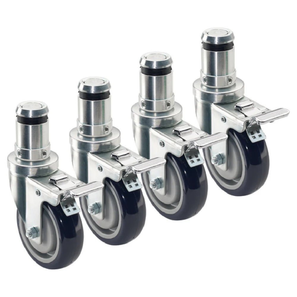 Optional Set of 4 Stainless Steel Stem Caster with 4 Inch Locking Wheel, Krowne 28-136S Optional Set of 4 Stainless Steel Stem Caster with 4 Inch Locking Wheel, Krowne 28-136S
