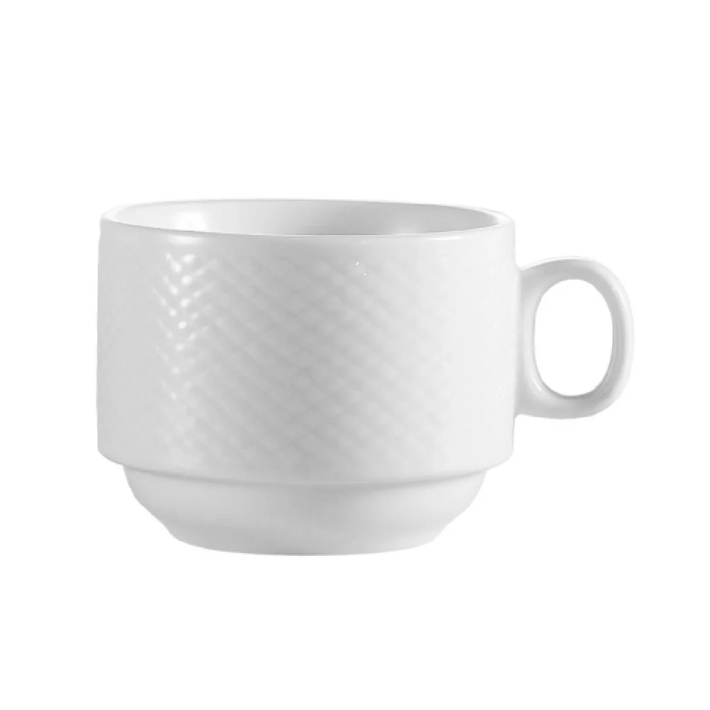 CAC China BST-1-S 8 Oz Round Boston Coffee Cup Porcelain Stackable Super White