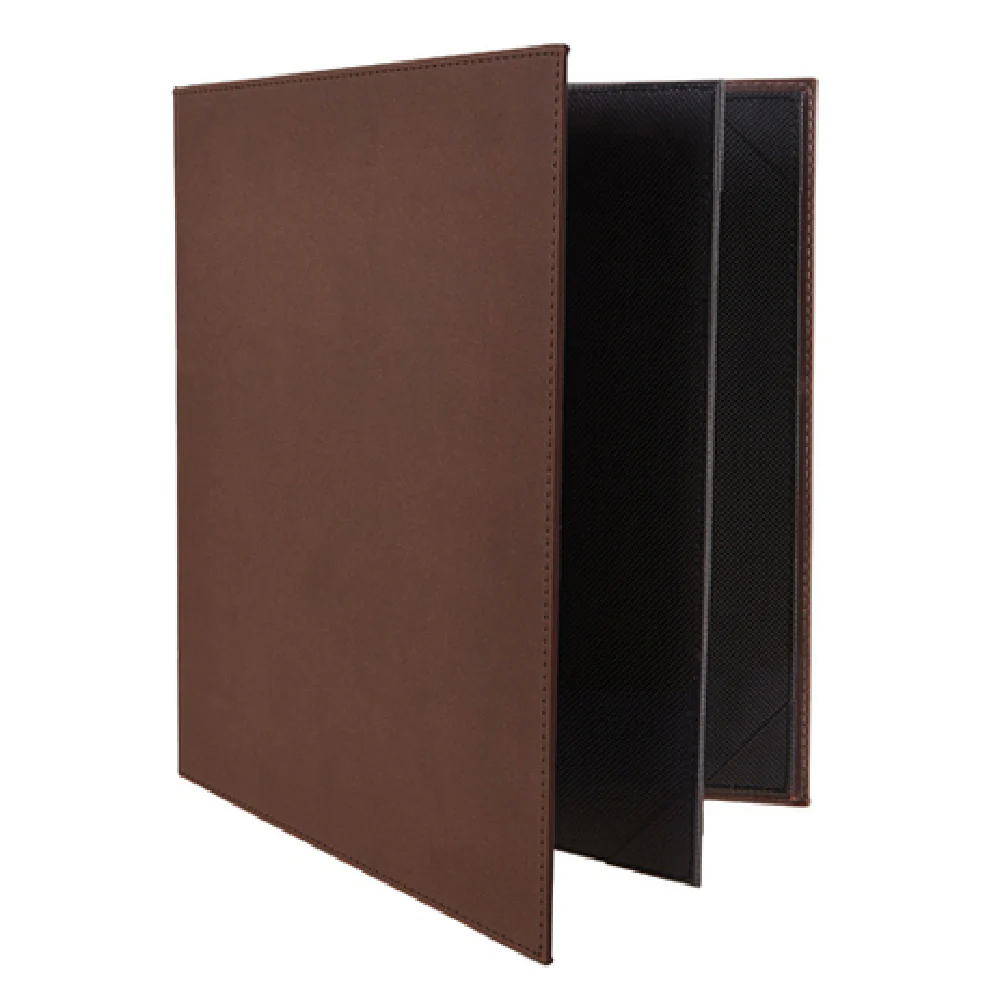 Winco LMF-811BN Letter Size Menu Cover Four View Leather-like Brown