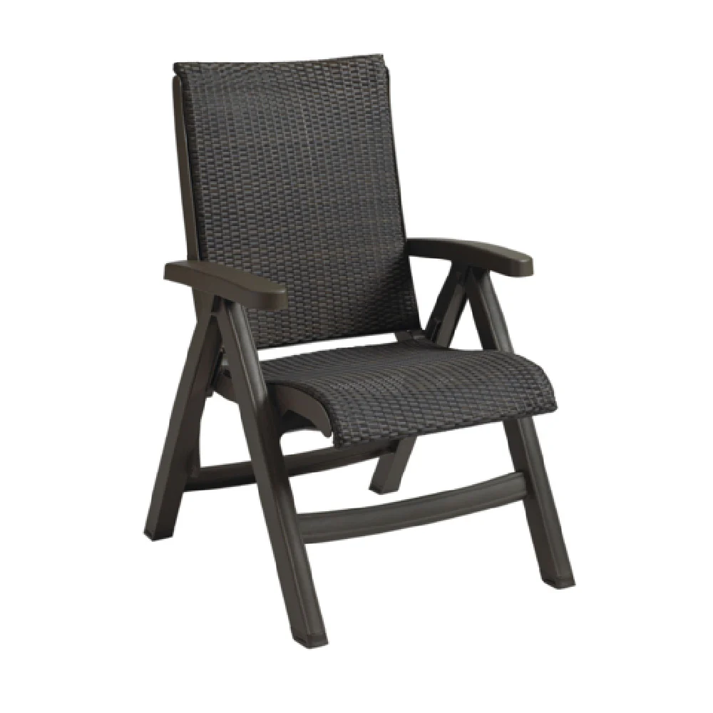 Grosfillex UT071037 24 Inch Folding Outdoor Chair All Weather Wicker Bronze Frame