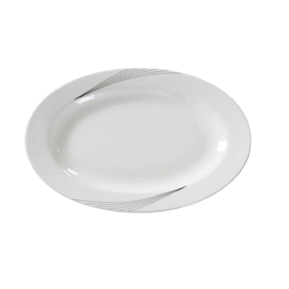 Yanco UR-214 14 Inch Oval Platter Porcelain with line design 12 Packs Yanco UR-214 14 Inch Oval Platter Porcelain with line design 12 Packs
