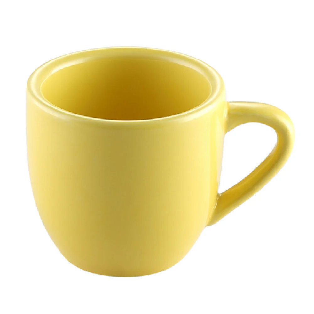 CAC China LV-35-Y 3-1/2 oz Cup Round Stoneware With Handle Yellow