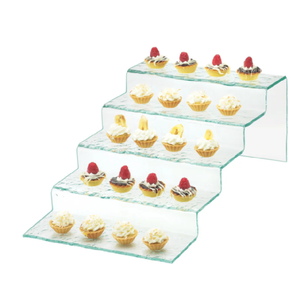 Cal Mil 1463 11-1/2 Inch 5-tier Display Riser with Textured Faux Glass Green