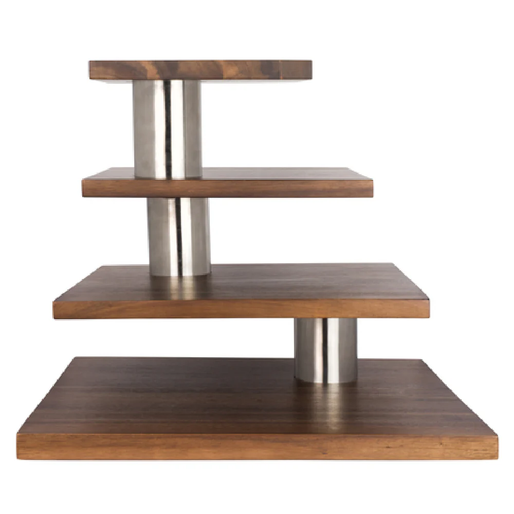 Steelite 6525TW311 28.5 Inch 4 Level Display Stand Wood with Creations Finish