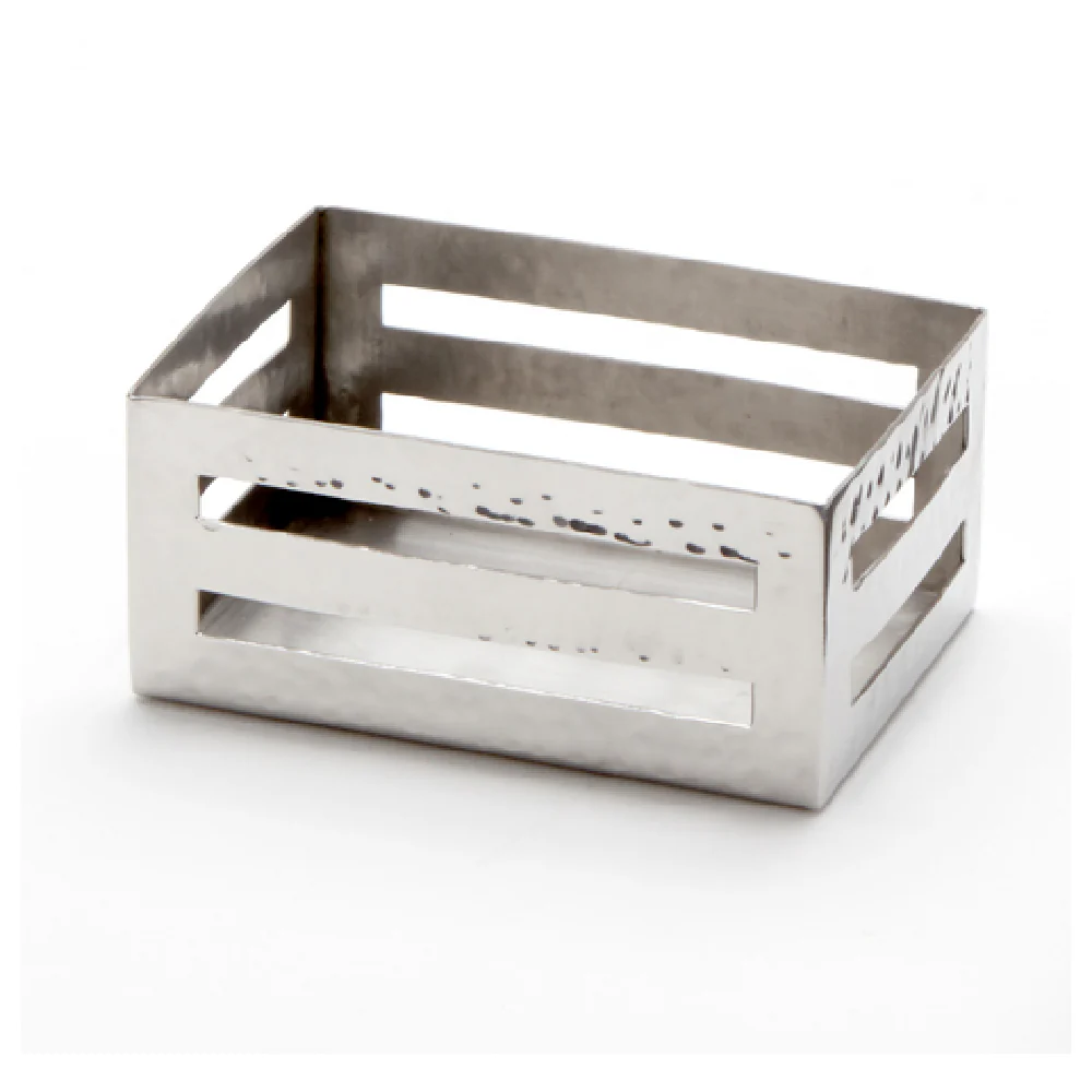 American Metalcraft SPH 3-1/2 Inch Rectangular Sugar Packet Holder Stainless Steel Hammered Finish