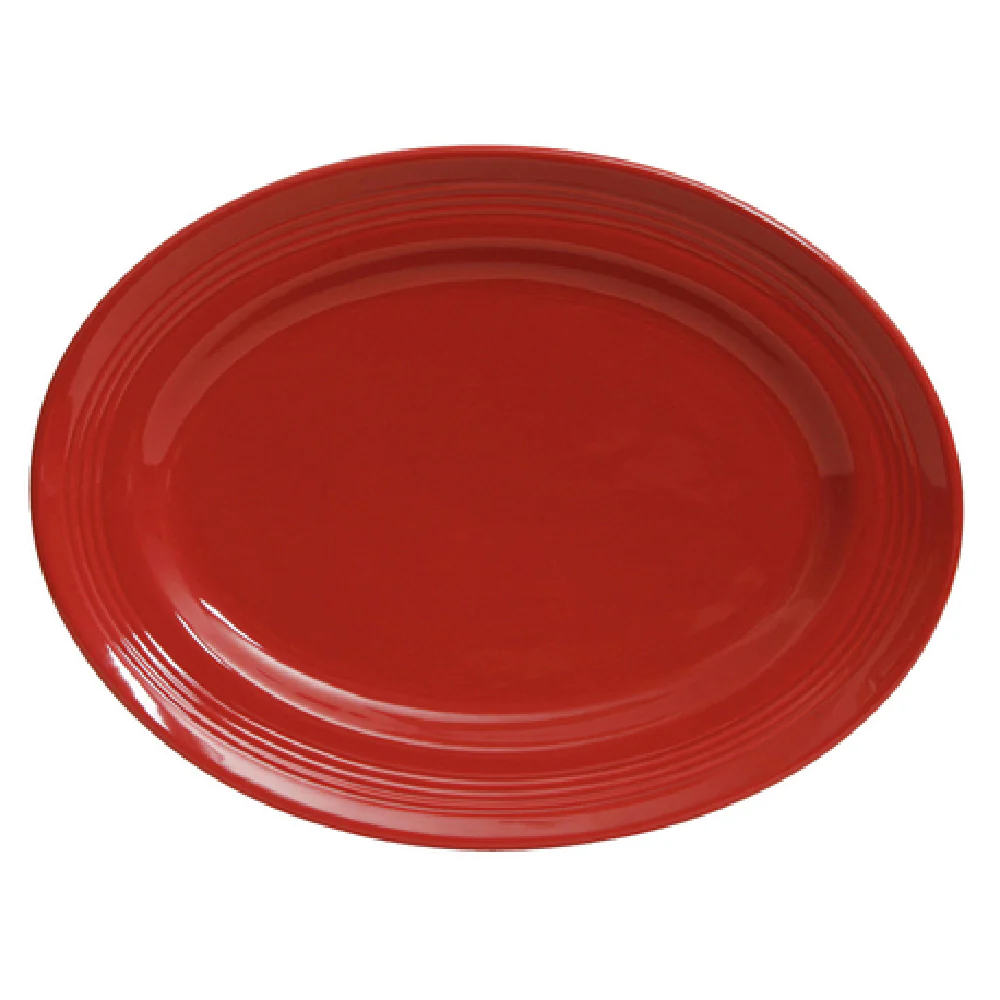 Tuxton CQH-136 13-3/4 Inch Oval Platter Lead-Free Ceramic with Wide Rim