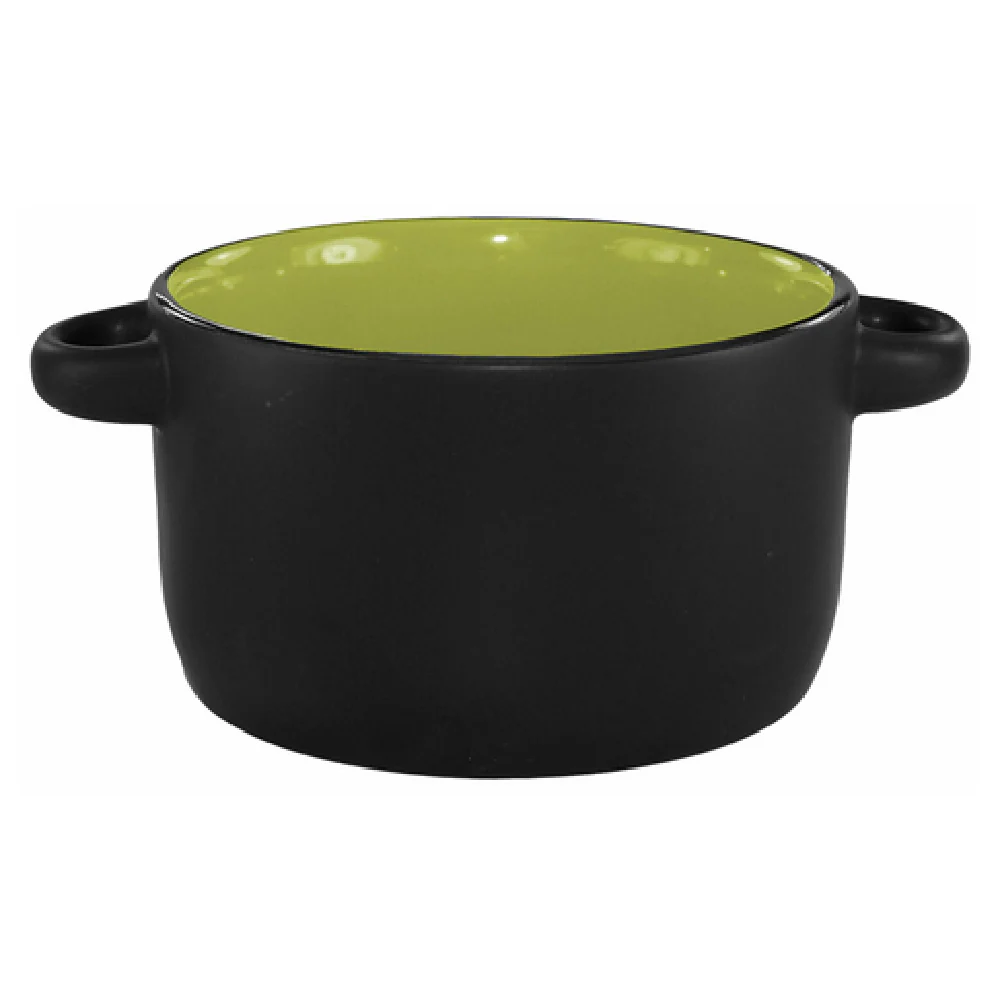 International Tableware 83567-2902/05MF-05C 11 Oz. Soup Bowl with Handles Ceramic Black Matte Rye Green International Tableware 83567-2902/05MF-05C 11 Oz. Soup Bowl with Handles Ceramic Black Matte Rye Green