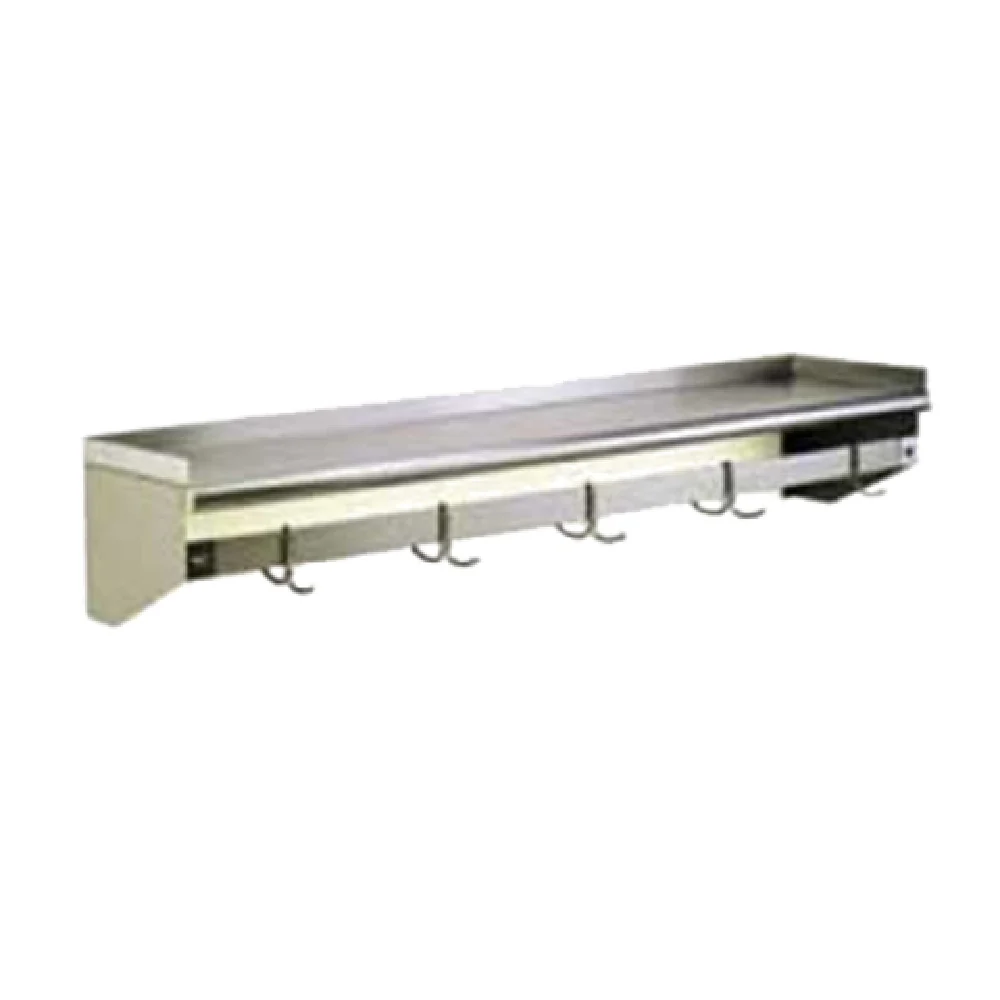 Eagle WSP18120 120 Inch Pot Rack Wall-Mounted with Hooks Stainless Steel