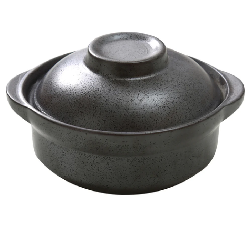 Yanco DB-4107 20 Oz Diamond Black Bowl Round With Lid Porcelain 6-1/2 Inch