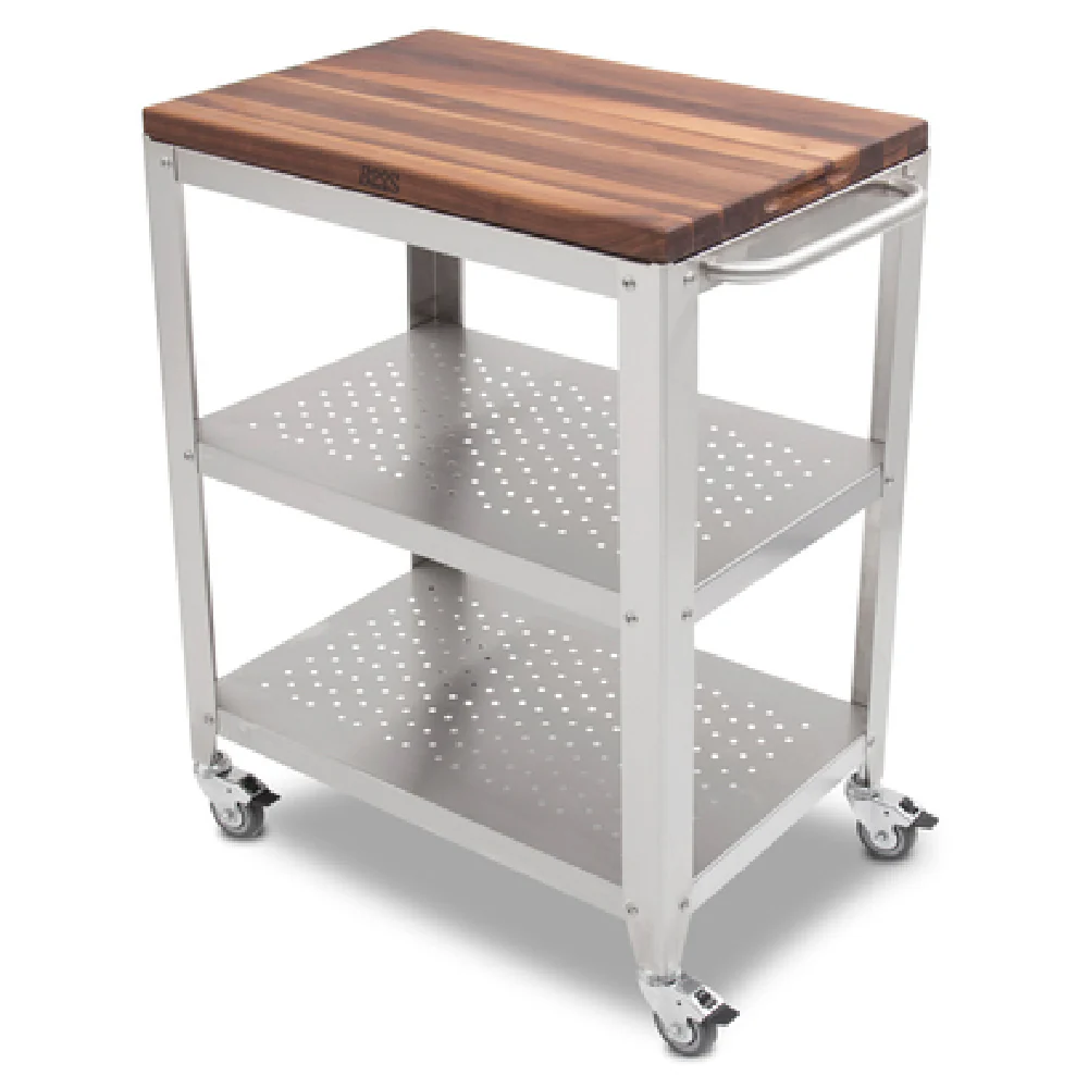 John Boos WAL-CU-CULART30 30 Inch Removable Cutting Board Utility Table American Black Walnut with Oil Finish