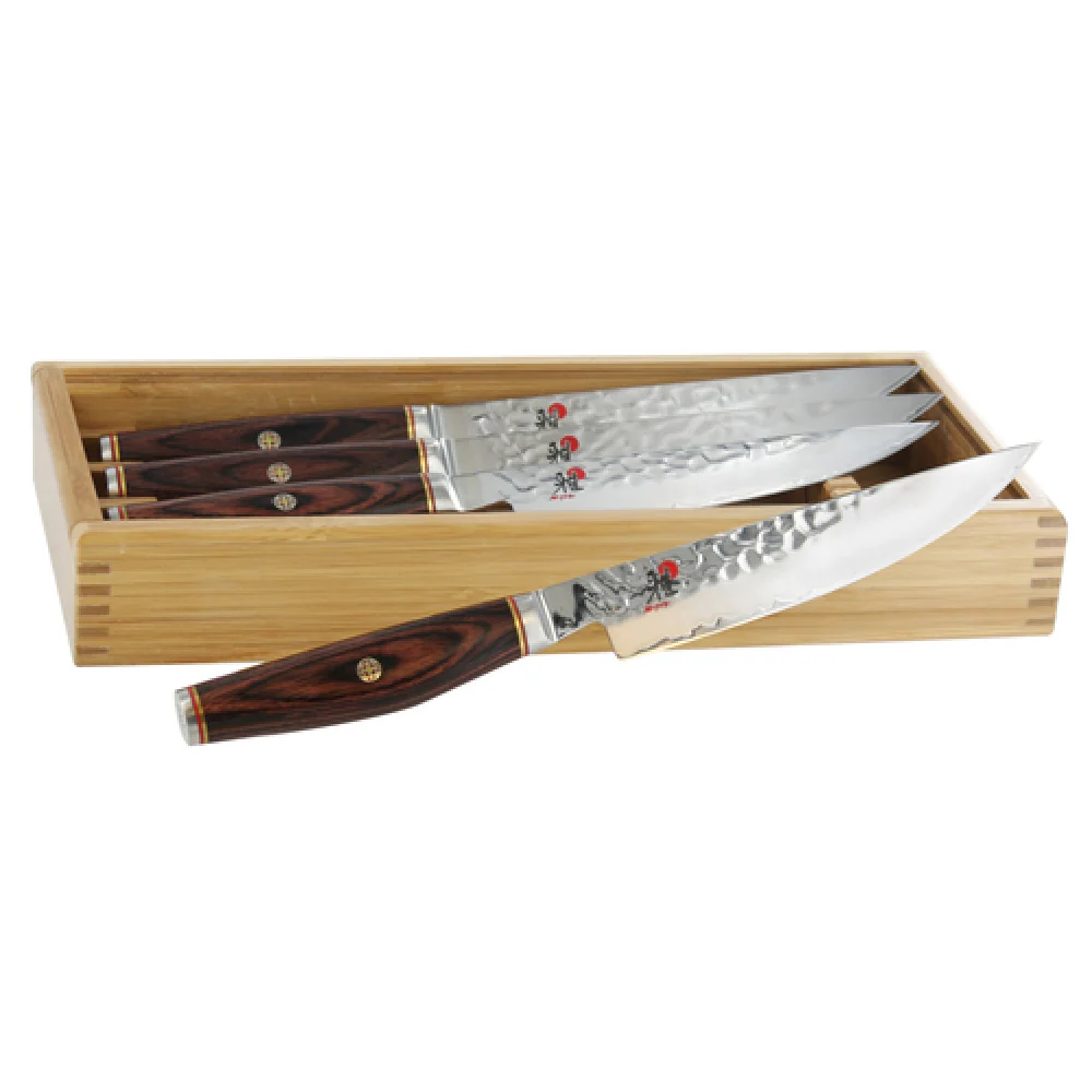 Zwilling 34079-000 4 Piece Knife Set Full Tang Cocobolo Pakkawood Hammered Finish SG2 Stainless Steel Zwilling 34079-000 4 Piece Knife Set Full Tang Cocobolo Pakkawood Hammered Finish SG2 Stainless Steel