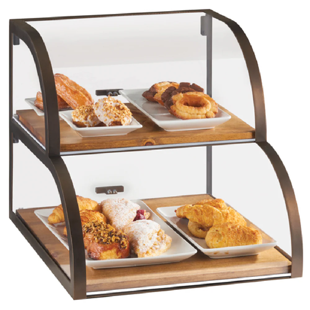 Cal Mil 3931-84 19 Inch Display Case 2-tier Attendant Serve Bronze Acrylic