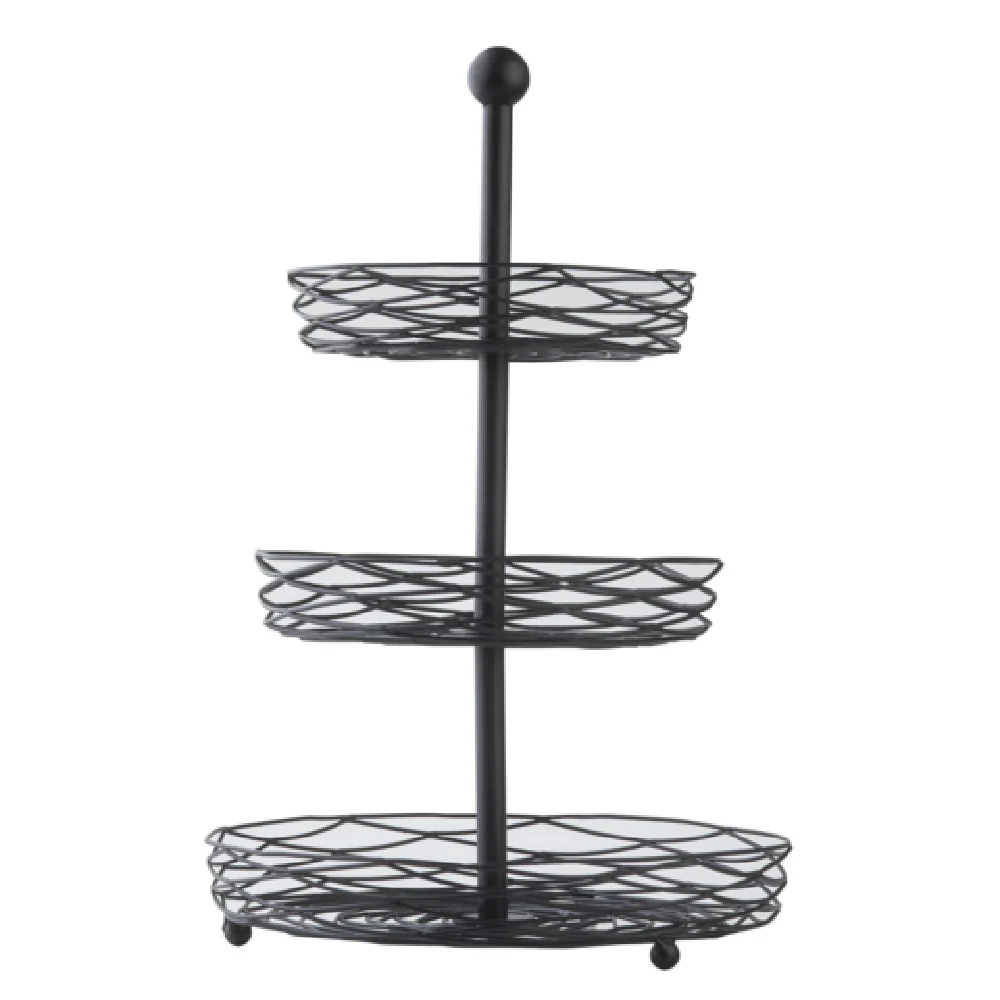 Tablecraft 12153 11-1/2 Inch Diameter 3 Tier Round Display Basket Steel Black Powder Coated Tablecraft 12153 11-1/2 Inch Diameter 3 Tier Round Display Basket Steel Black Powder Coated