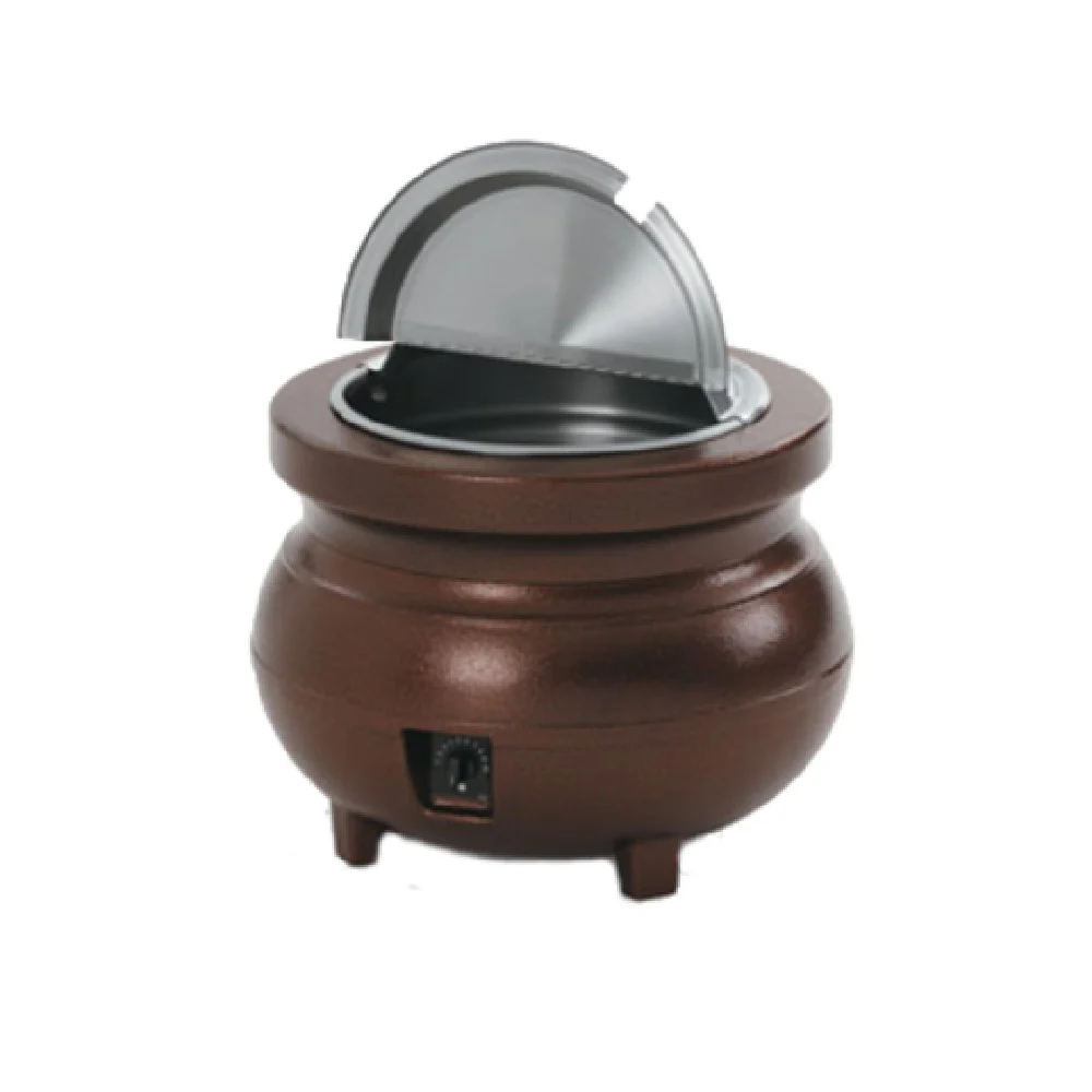 Vollrath 72171 15-3/4 Inch 7 Quart Electric Soup Kettle Cast Aluminum Burnt Copper with Hinged Cover