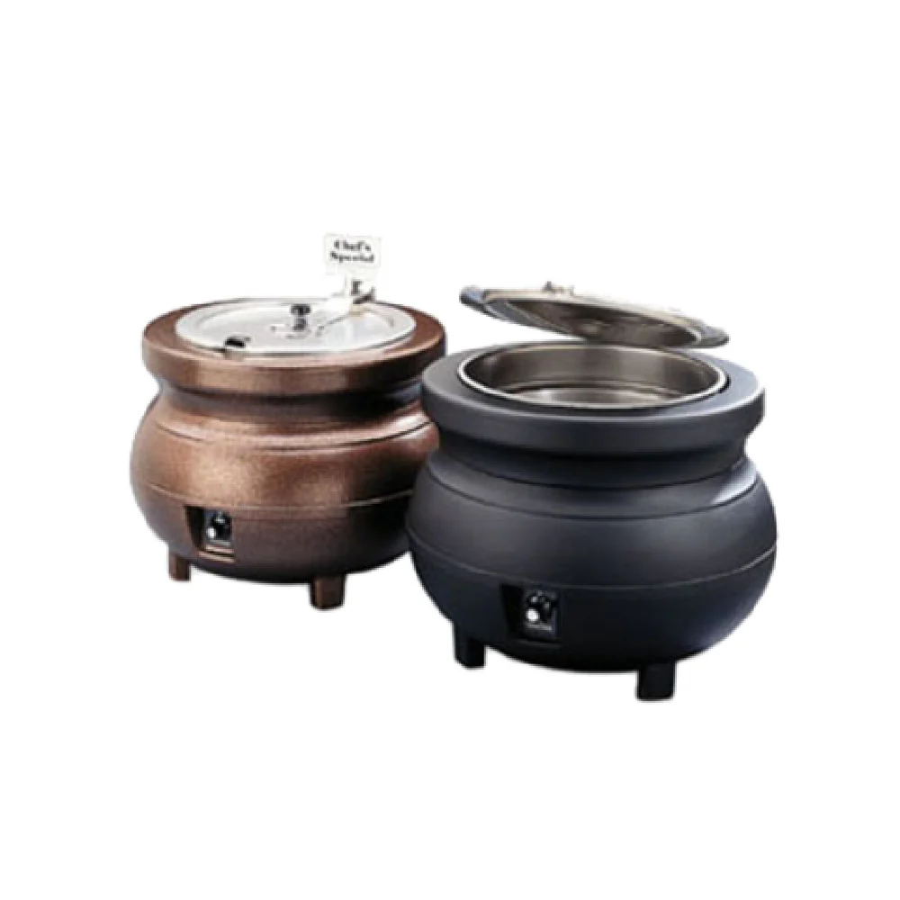 Vollrath 72171 15-3/4 Inch 7 Quart Electric Soup Kettle Cast Aluminum Burnt Copper with Hinged Cover Vollrath 72171 15-3/4 Inch 7 Quart Electric Soup Kettle Cast Aluminum Burnt Copper with Hinged Cover
