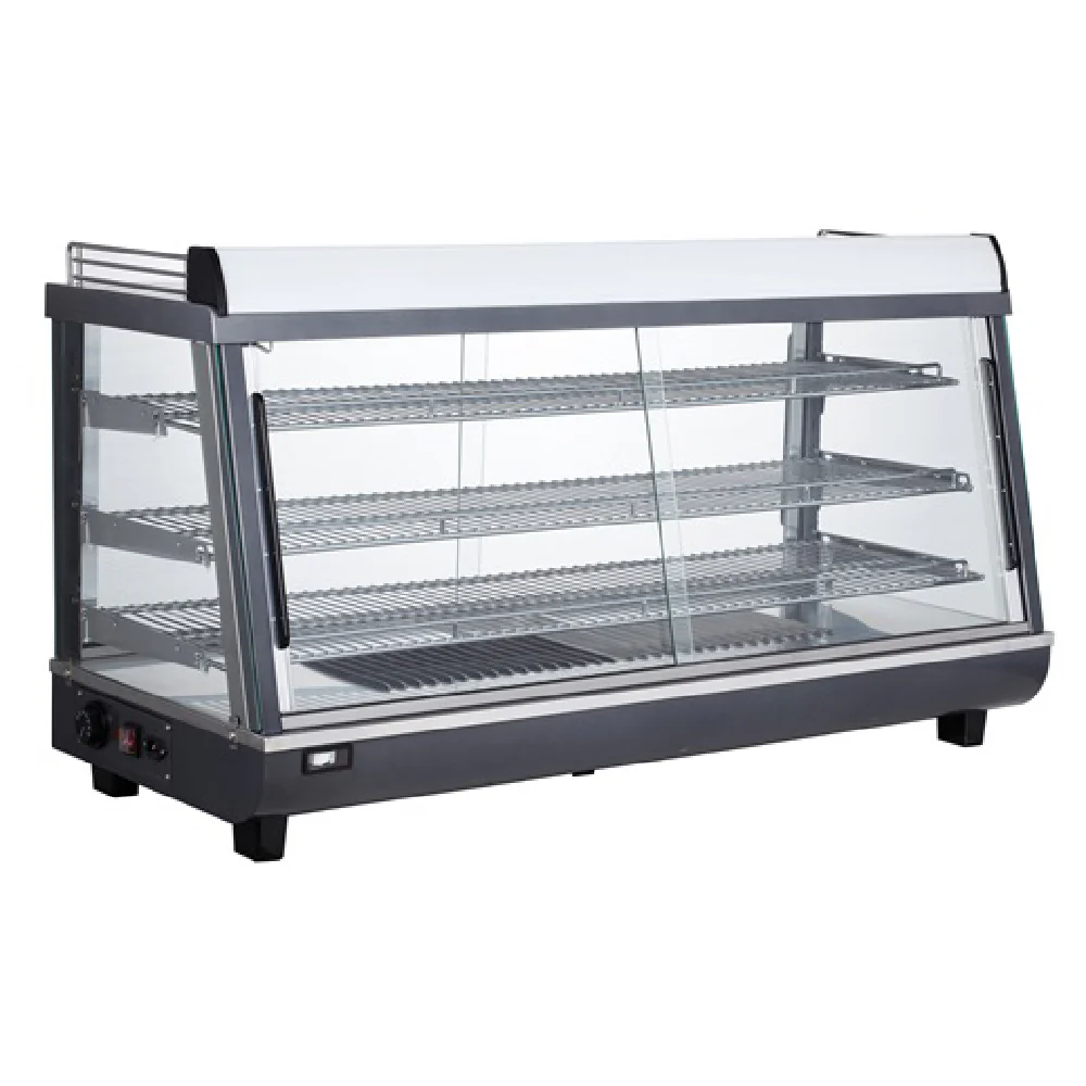 DoughXpress DXP-TSC48 51 Inch Heated Display Case Countertop Painted Steel Glass and Adjustable Shelves
