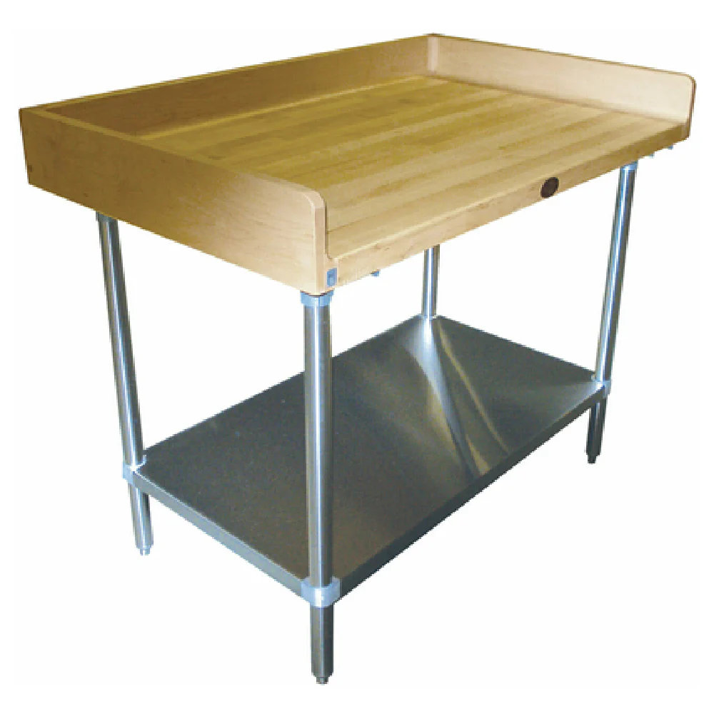 Advance Tabco BS-305 60 Inch Wood Top Bakers Top Work Table with Splash