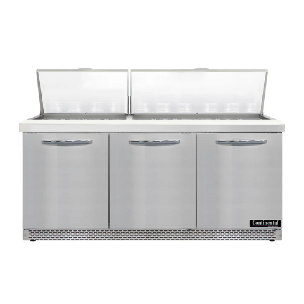 Continental Refrigerator D72N30M-FB 72 Inch Front Breather Refrigerated Counter with 30 Pans Continental Refrigerator D72N30M-FB 72 Inch Front Breather Refrigerated Counter with 30 Pans