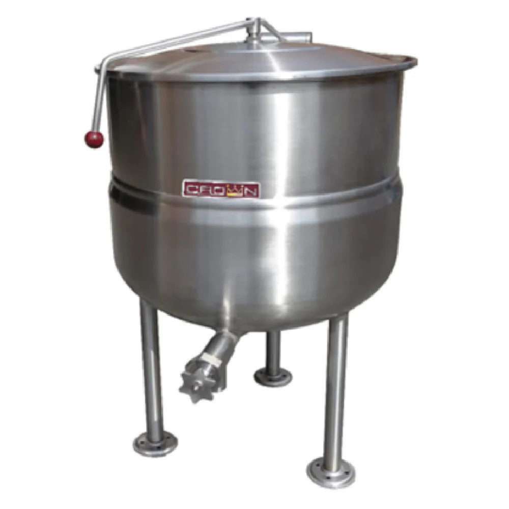 Crown Steam DL-80 34 Inch Stationary Direct Steam Kettle 80 Gallon with Perforated Strainer