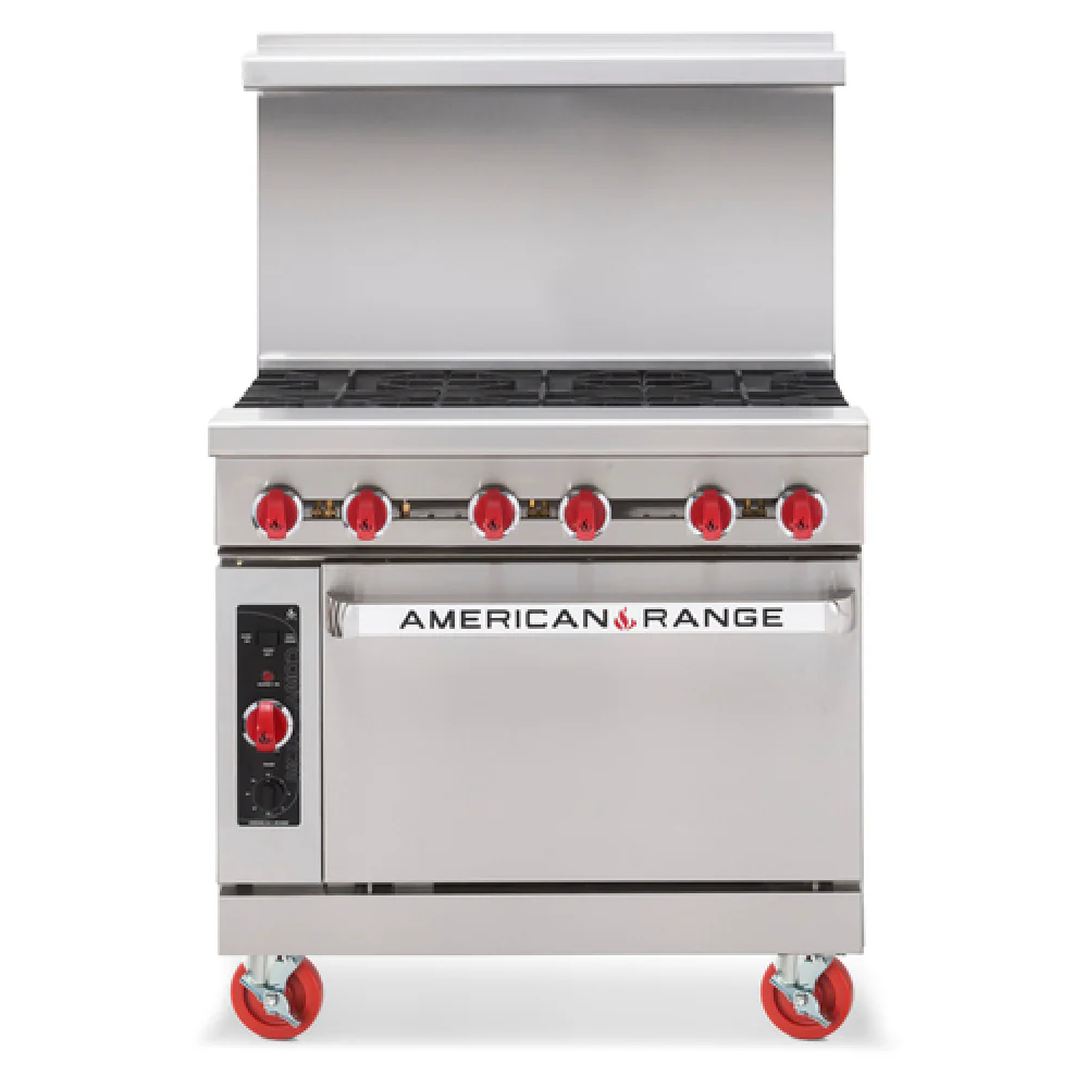 American Range AR-6-SU-NV 36 Inch Culinary Series Heavy Duty Gas Range with Oven 3 Burner 32000 BTU