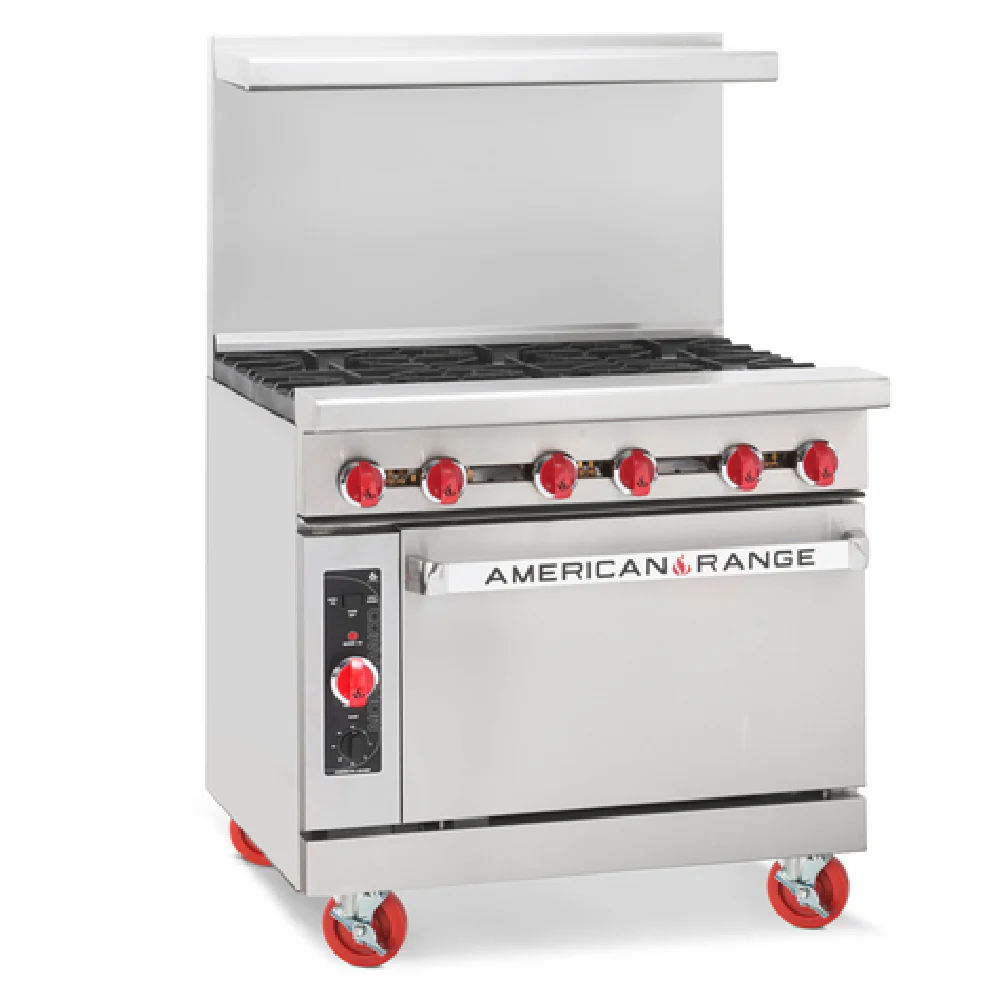 American Range AR-6-SU-NV 36 Inch Culinary Series Heavy Duty Gas Range with Oven 3 Burner 32000 BTU American Range AR-6-SU-NV 36 Inch Culinary Series Heavy Duty Gas Range with Oven 3 Burner 32000 BTU