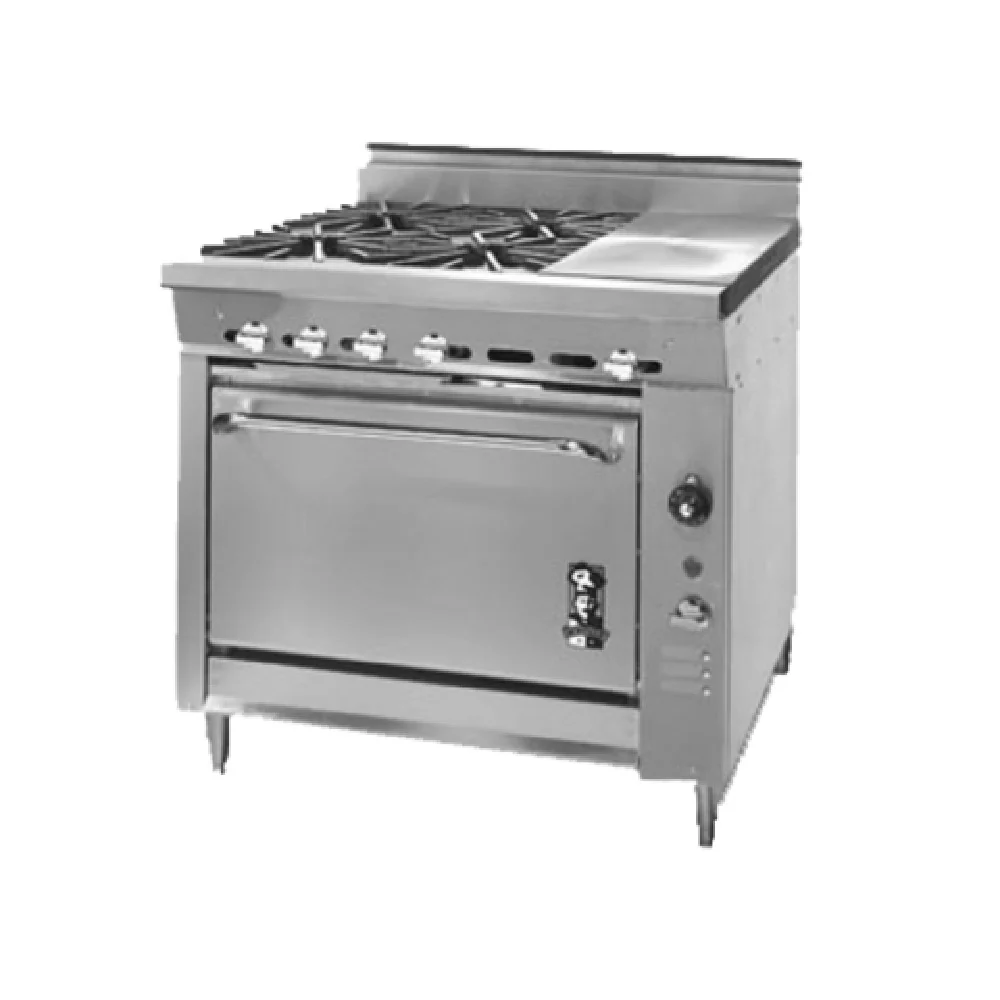 Montague Company V136-2E 36 Inch Gas Range with Convection Oven and 4 Burners 120000 BTU