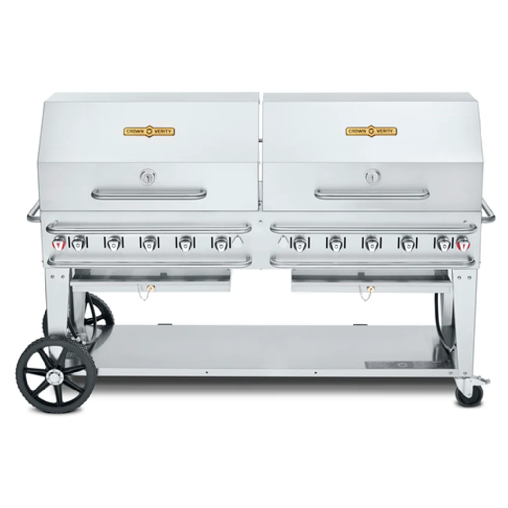 Crown Verity CV-RCB-72RDP-LP 81 Inch Pro Series Gas Grill 10 Burners with Roll Domes Crown Verity CV-RCB-72RDP-LP 81 Inch Pro Series Gas Grill 10 Burners with Roll Domes
