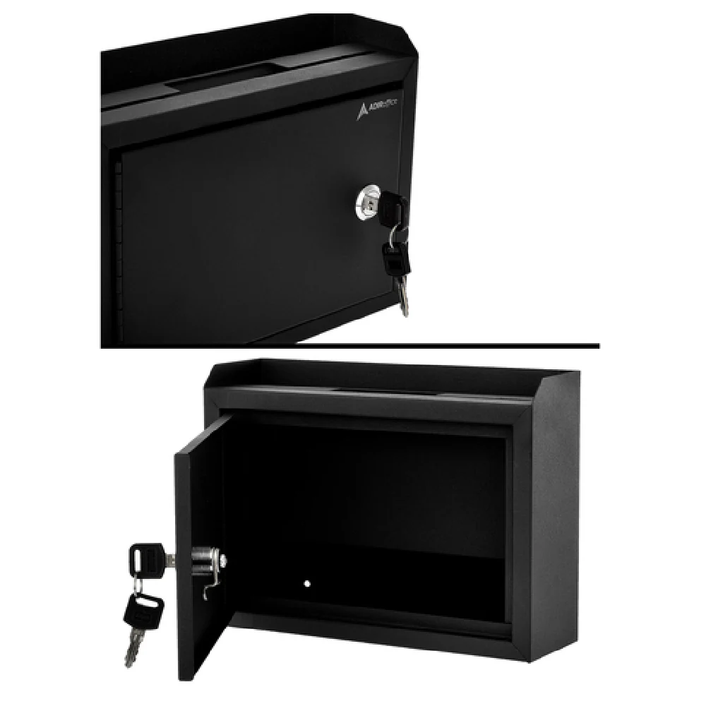 Alpine Industries ADI631-02-BLK 9-8/10 Inch Suggestion Box Wall Mountable Black Finish and Lock Alpine Industries ADI631-02-BLK 9-8/10 Inch Suggestion Box Wall Mountable Black Finish and Lock