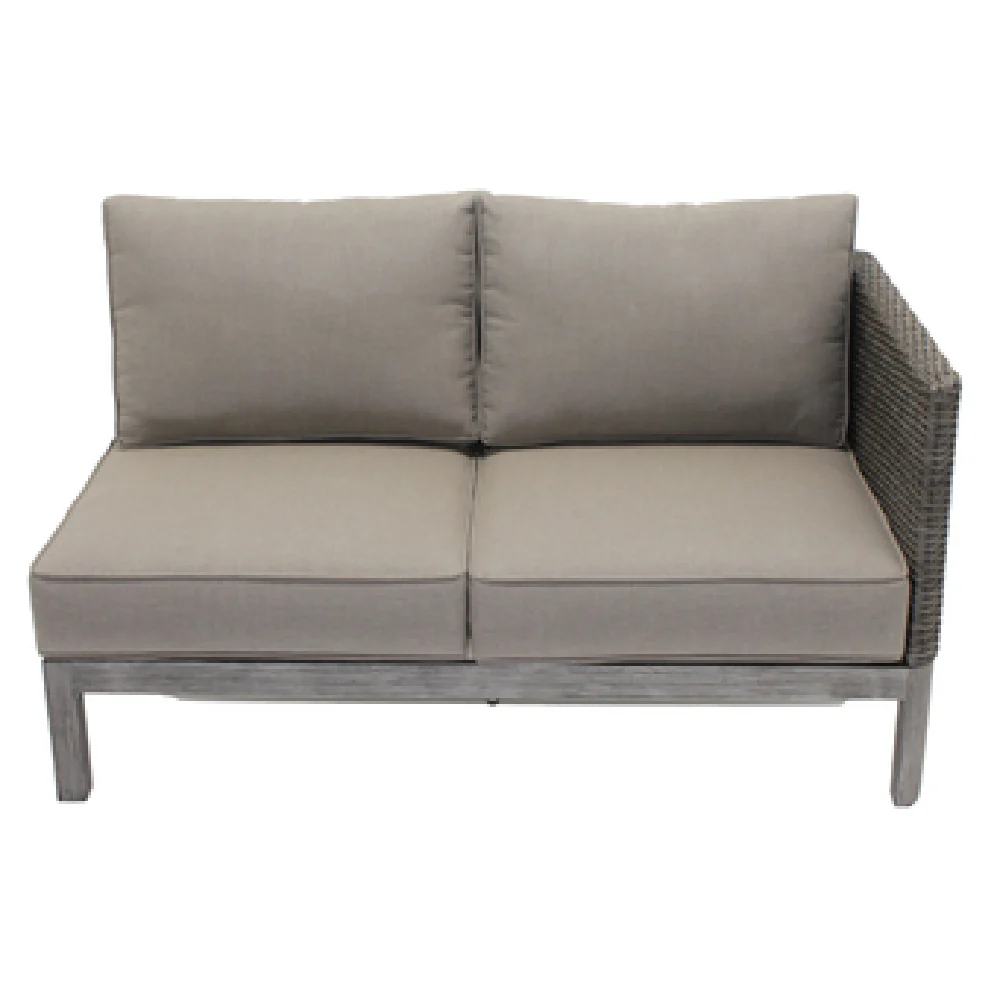 Plantation Prestige Commercial Furniture 8562400-0240432 60 Inch Left-Hand Section with Sunbrella Fabric Greystone Wicker Aluminum Frame