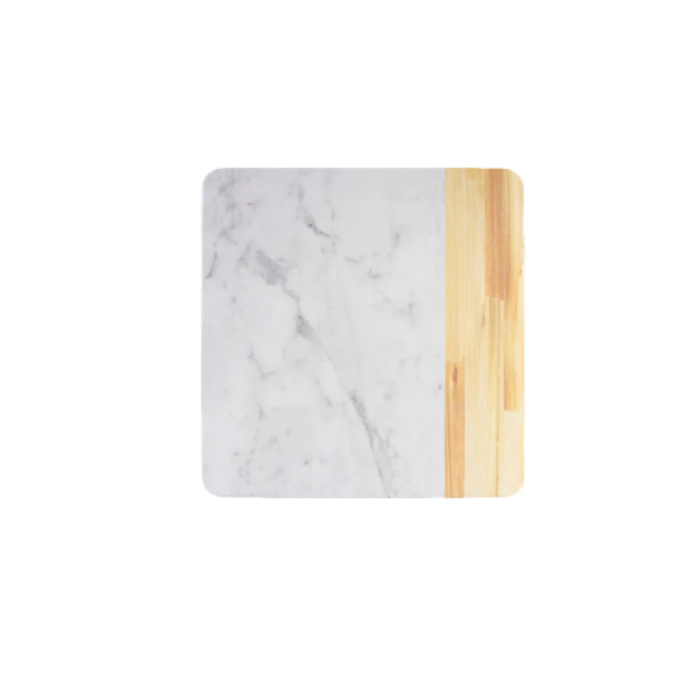 GET Enterprises M13M-AWC 13 Inch Square Serving Board with Faux Alder Wood and Carrara Marble Finish GET Enterprises M13M-AWC 13 Inch Square Serving Board with Faux Alder Wood and Carrara Marble Finish